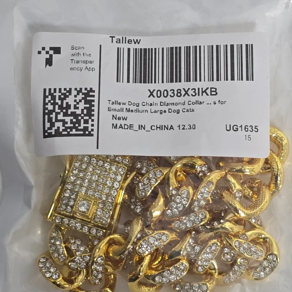 Tallew Gold Dog Chain Diamond Collar Necklace Jewelry Bling‎ 11